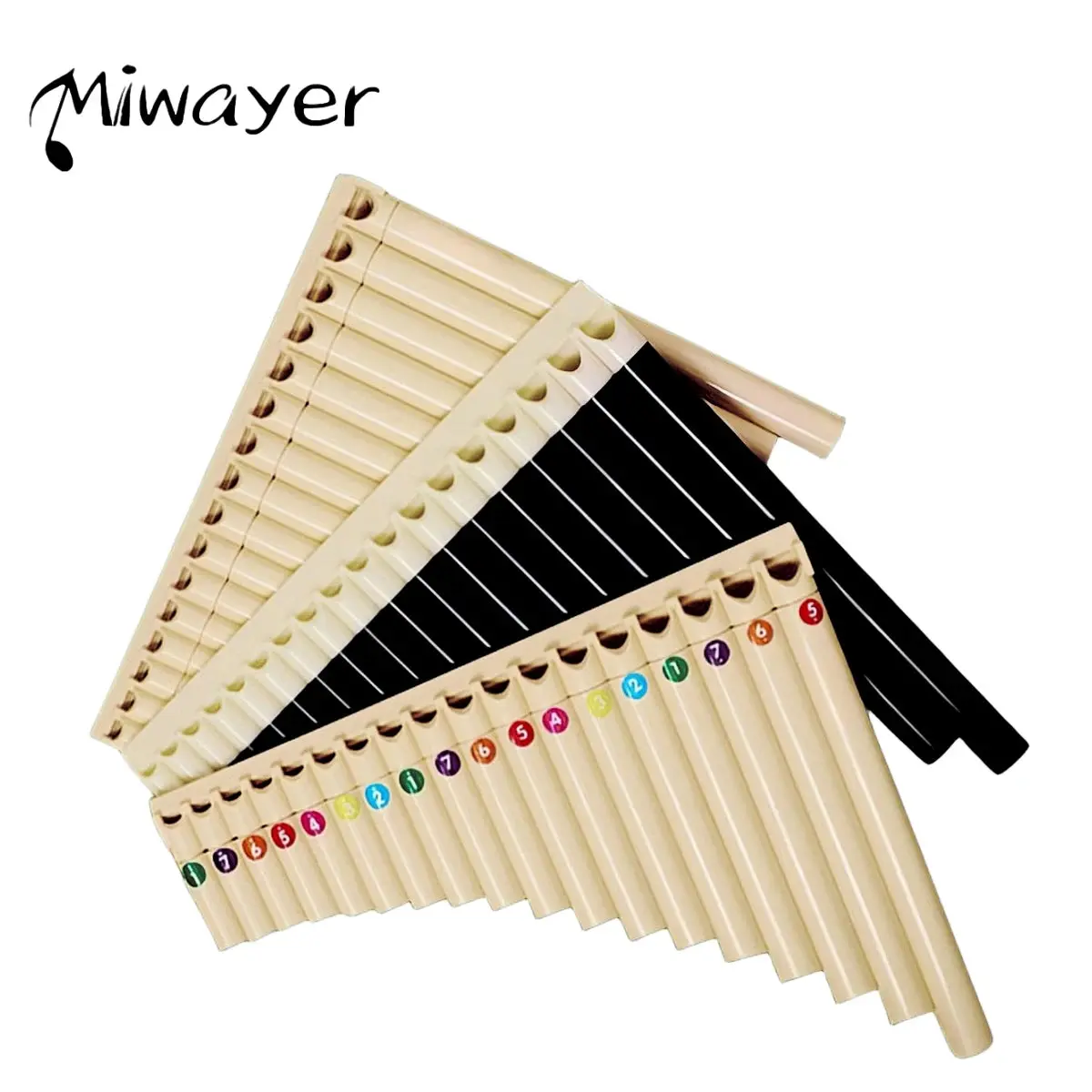 Miwayer Handmade Pan Flute – 18 Pipes, ABS Resin, Medium C, Beginner Set with Bag & Guide