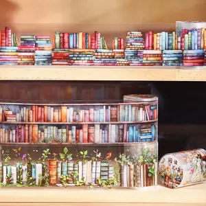 Book Pattern Washi Tape, 6 Counts/set Creative Multi-purpose Decorative Tape, DIY Decorative Sticker for Scrapbooking, Journaling, Gift Wrapping