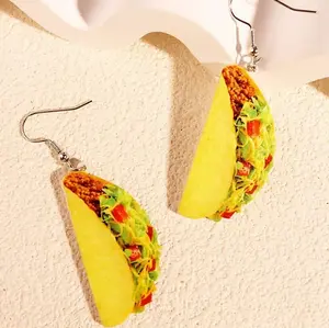 Mexican Corn Tortilla Taco Earrings