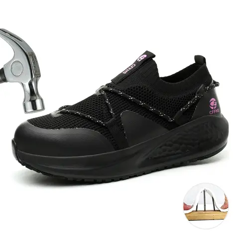 Women's Steel Toe Work Safety Trainers - Flying Woven Fabric, Kevlar Laces, Slip-Resistant, Puncture-Resistant, Lightweight, Breathable, Less Than Ankle, Round Toe for Standing Workers (US W10/CN42)