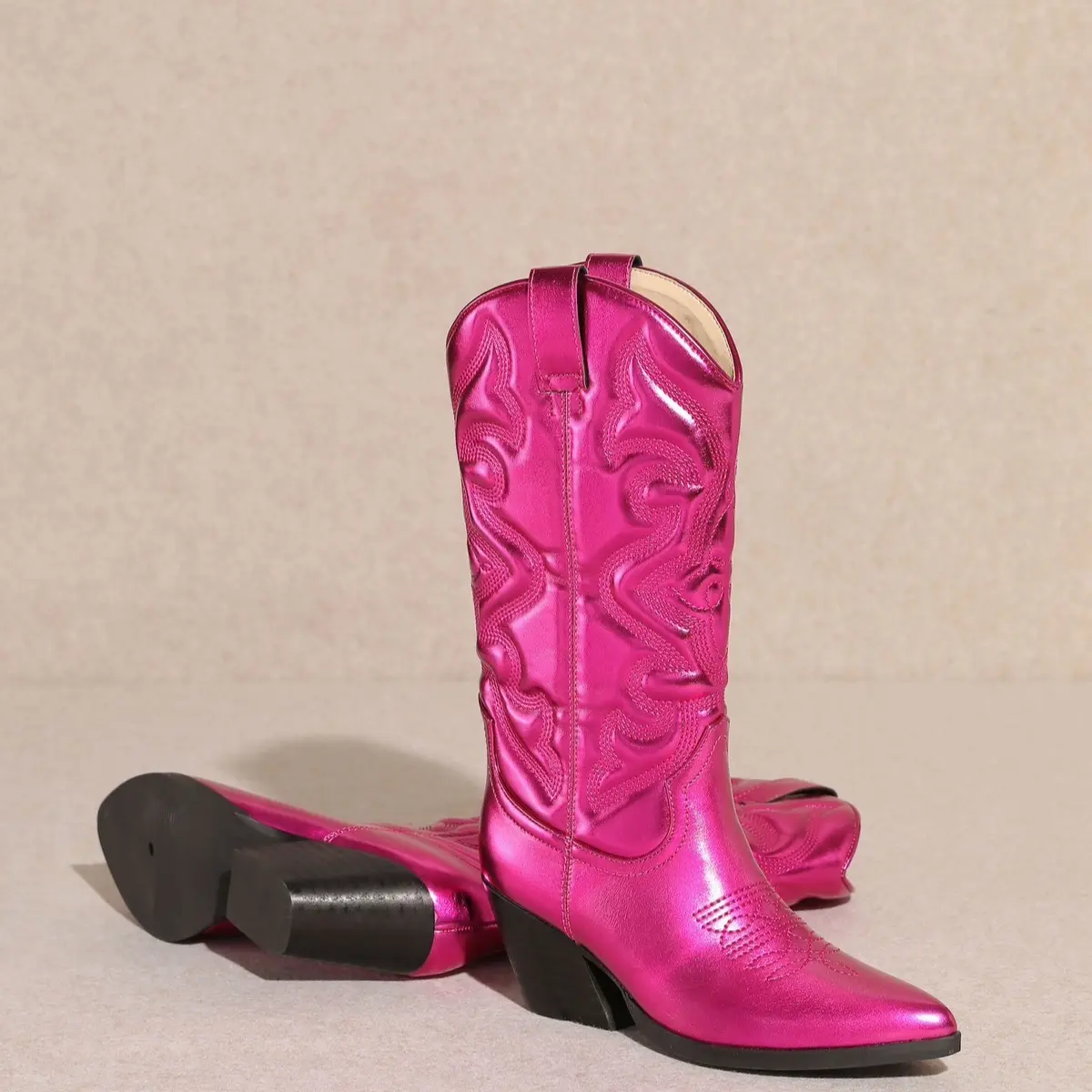 Metallic fuchsia cowgirl boots