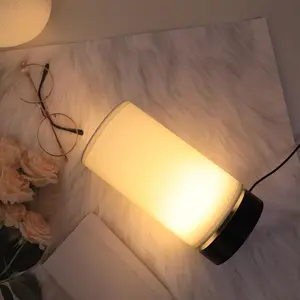 Modern LED Desk Lamp, Dimmable Desk Light, Nordic Style Fabric Desk Lamp, Bedside Lamp for Bedroom Study Room, Adjustable Lighting