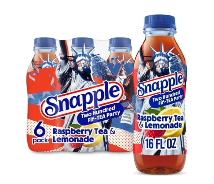 Snapple Raspberry Tea & Lemonade, Two Hundred Fif-TEA Party, Limited Edition, 16 fl oz, 6 Count Bottles