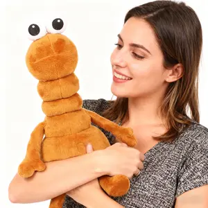37cm Marcus The Worm Plush Toy, Playing with Family, Brown Plush Toy for Adults, Plush Figure Toys, Plushies Hand Puppets, Soft Stuffed Animals Toys, Huggable Stuffed Animal, Perfect Birthday and Holiday Gift For Lover and Friends
