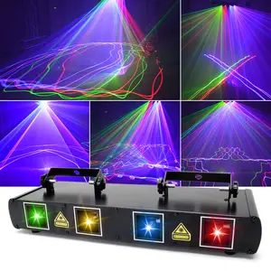 30W 4-Beam RGB Laser Stage Light 450MW Output DMX Sound Activated Professional Lighting for Club Event Wedding