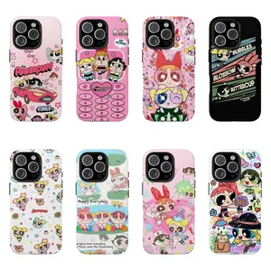 Kawaii Powerpuffs Anime Girls Film Shell Painting Cute Phone Cases Suitable for iPhone 17/16/15/14/13/12/11 Pro Max/Plusand Samsung Galaxy S23-25, shock-absorbing, anti-drop protective case