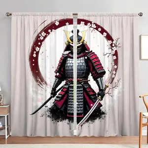 Japanese Samurai Pattern Door Curtain, 1 Set Japanese Style Samurai Pattern Door Curtain, Home Decor for Living Room Bedroom