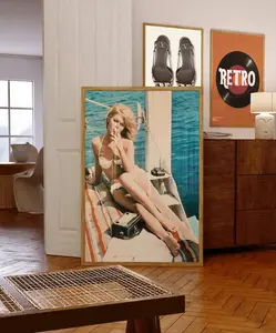 Brigitte Bardot Print, Retro Yacht Poster Old Hollywood Print, Fashion Poster, Aesthetic Wall Art, Trendy Poster