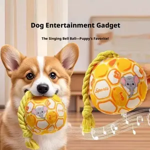 Cat & Dog Toy Ball with Bell Sound  Chewing & Teething Aid, Bite-Resistant, Interactive Companion Ball Pet Toy & Supplies