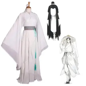 Xie Lian Cosplay Costume Tian Guan Ci Fu Cosplay Xielian Wigs Men Women White Han Fu Anime Outfit