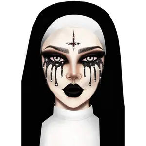 Evil Nun Adhesive Nail Art Rhinestones Stickers, Halloween Beauty Products for Easy Nail Art, Body & Costume Decor