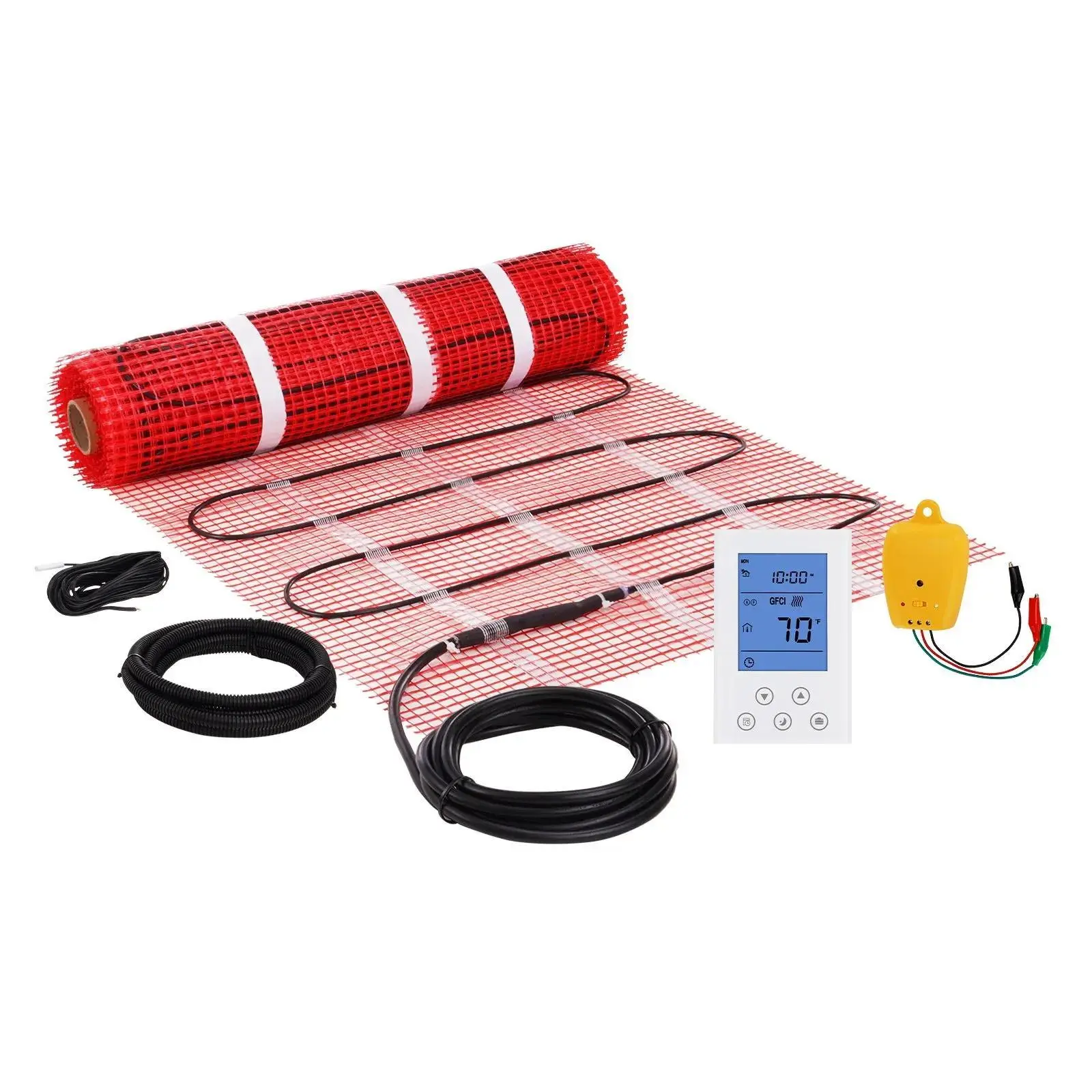 【FathersDayGift】VEVOR Floor Heating Mat,  30 Sq.ft, Electric Radiant In-Floor Heated Warm System with Digital Floor Sensing Thermostat, Includes Installation Monitor, Adhesive Back for Easy Installation on The Floor