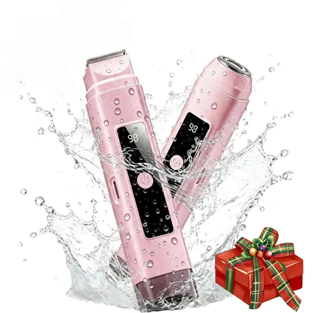 Painless 2-in-1 Electric Shaver & Bikini Trimmer for Women, Wireless Waterproof Beauty Products with LED Display for a Salon Smooth Dry Shave on Sensitive Skin, Smooth Shave, Rechargeable, Dry Shave Safe
