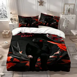 3Pcs dark Skibidi Toilet loudspeaker pattern bedding three-piece set, Decorative Bedding Set, duvet cover and pillowcases, suitable for all seasons, ideal for home and guest rooms, suitable for family, 1 Duvet Cover + 2 Pillowcases (No Insert)