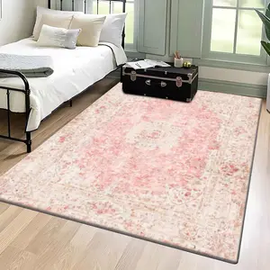Vintage Floral Pattern Rug, 1 Count Non-slip Soft Floor Mat, Decorative Carpet for Home Living Room Bedroom Hotel Dormitory, Decorative Area Rug