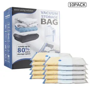 10-Pack Vacuum Storage Bags with Hand Pump – Clothes, Blankets & Storage | 80% More Closet Space | Extra Thick, Reusable & Waterproof (28 x 20”)
