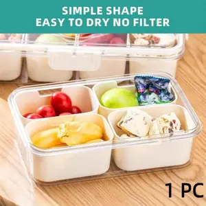 Four-Compartment Covered Snack Box, Munch Box, Food Storage Container, Snack Containers, Ideal for Parties, Guests, Kitchen Use, Fruit Vegetable Snack Organizer