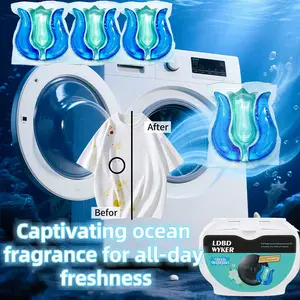 50 pcs Ocean scented laundry gel beads have strong cleaning power and can keep your clothes fragrant for a long time, suitable for home, travel, and hotels