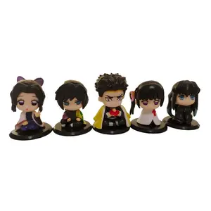 Demon Slayer Figure Toy Anime Kimetsu no Yaiba Q Version Sitting Tanjiro Nidouzi Inosuke Zenizu PVD Figurine Model Doll Gifts