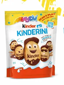 Kinder Kinderini Shortbread Cookies, Crunchy Biscuits Snack with Fun Expressions, Resealable Bag 8.8oz