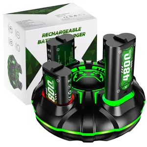 Ponkor 4800mWh x4 Xbox Controller Rechargeable Battery Pack with LED Fast Charging Dock, Compatible with Xbox One X/S, Xbox Series X/S, and Elite Consoles.