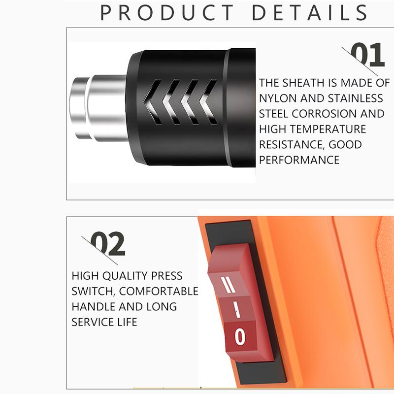 2000W Heat Gun for Vinyl Wrap, Car Wrapping Kit Include Heat Gun, Squeegees, Vinyl Cutter for Resin, Shrink PVC Tubing/Wrapping/Crafts and Vinyl Wrap -Car Accessories Set