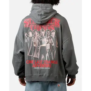 73Studio X Stranger Things Hawkins Heroes Hoodie Washed Charcoal