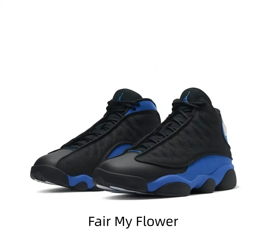 Classic high-top athletic sneakers with breathable black mesh upper, smooth black leather toe overlay and striking vibrant blue curved midsole, small blue graphic logo on tongue blends bold street aesthetic and all-day walking comfort