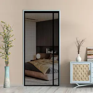 Fiberglass  Screen Door,  Reversible Left Right Side Opening Heavy Duty Reinforced Mesh Auto-Closing Door Curtain, Fits Doors up to 36" x 82"
