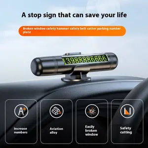 Car Temporary Parking Sign Window Breaker Seatbelt Quick Cut Triple Safety Hammer Multi-Function Car Emergency Escape Tool Hidden Parking Number Plate