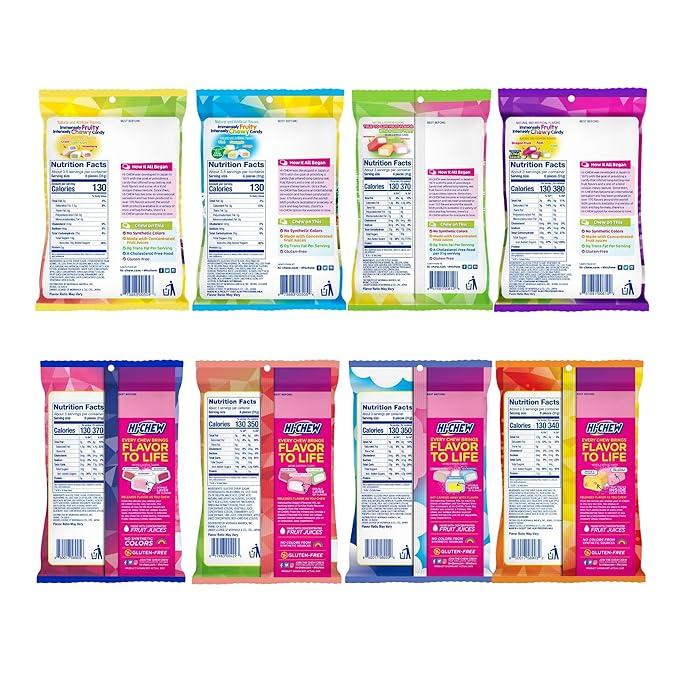 HI-CHEW Variety Mix, Pack of 8 Bags - 22 Flavors Including Dessert Mix - Unique Fun Soft & Chewy Candy - Immensely Juicy Fruity Candy Flavors