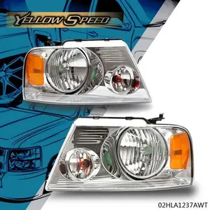 Fit For 2004-2008 Ford F-150 Headlights Assembly Chrome Housing Headlamp Pair