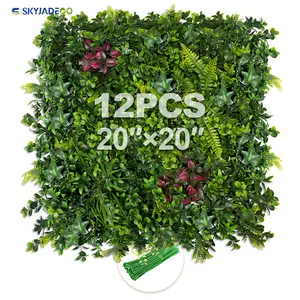 Grass Wall Panel fake leaf Backdrop Wall 12 Pieces 20"*20" Green artificial plant Indoor and Outdoor Screen and Panel Home Decor Decorative Decorative