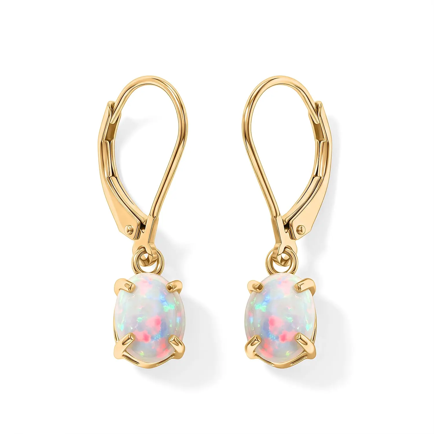 D''Joy Ethiopian Welo Opal 1.60 ctw Earrings in 18K Yellow Gold Over Sterling Silver