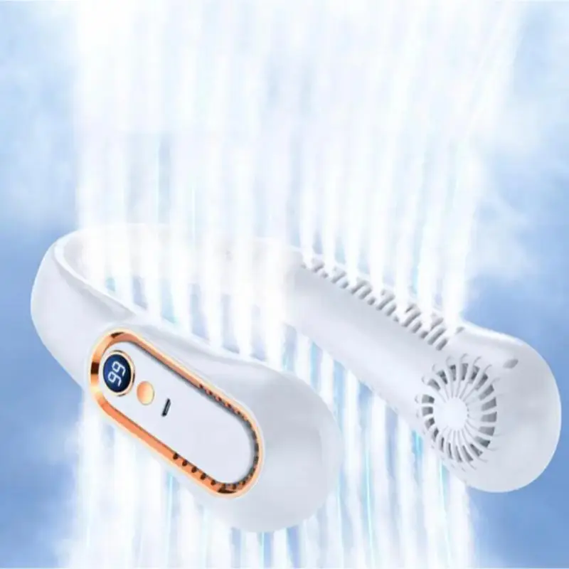 Portable Rechargeable Fan, Lightweight Summer Fan Portable Neck Hanging Fans, 720 ° Circulating Air Neck Fan with Digital Display, Usb Charging Coolin