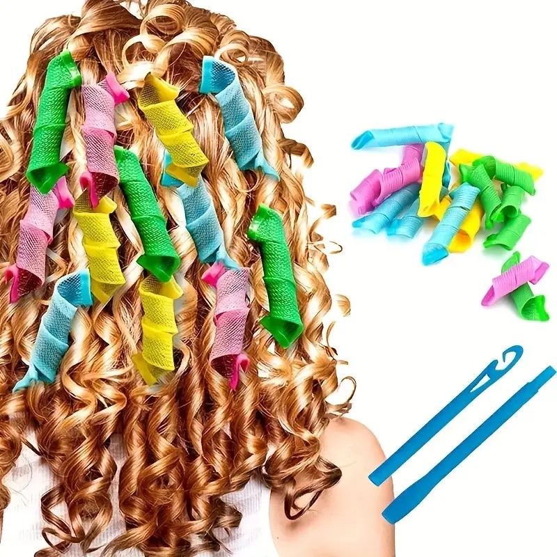 18-Piece Hair Curler Set, Spiral Hair Styling Kit, Heat-Free Curling Wand with Clip, Heat Free Curls, Heatless Hair Curler, Heatless Curlers, Suitable for Most Hairstyles, Easy-To-Use Hair Accessories