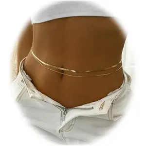 Jstyle 2count Stainless Steel Waist Chain  Plated Belly Chain for Women Adjustable Bead Bikini Body Chain Jewelry for Summer Beach Daily