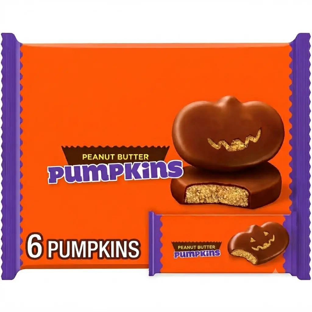 Milk Chocolate Peanut Butter Pumpkin Halloween Candy, 1.2 oz Packs (6-Count)