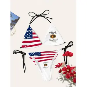Tito's American Flag Triangle Bikini Set, 2026 Independence Day Gift, Quick-Drying, Summer Beach Outfit, Gift for her