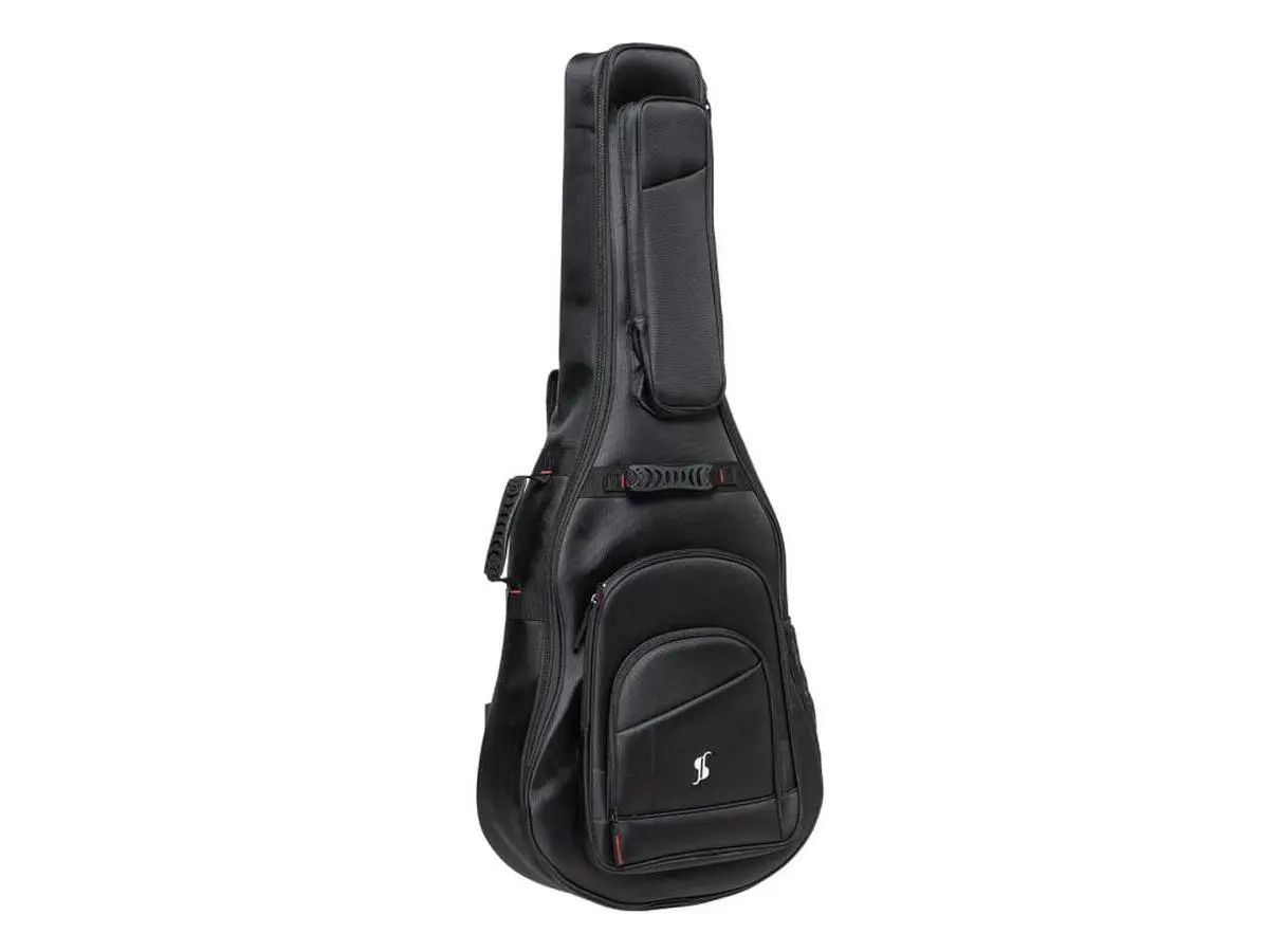 Stagg 4-4 Scale 15mm Classic Guitar Bag - Ballistic Nylon, High-Density Foam, Elastic Rubber, 3 Pouches, 1 Mesh Side Pocket, Zipper, Adjustable Padded Straps for Beginners, Hobbyists, Intermediate Users, Musical Instrument Accessories