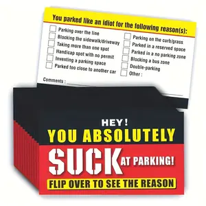 Parking Violation Warning Card, 50pcs/set Funny Warning Card, Creative Warning Parking Card, Office Stationery & Supplies, Humorous Tone