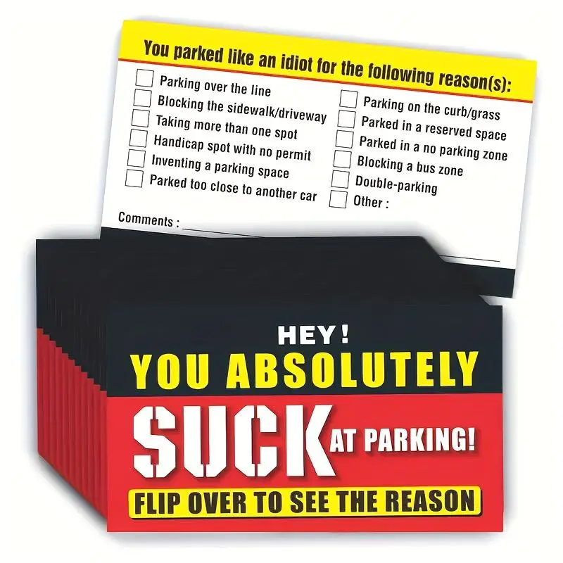 Parking Violation Warning Card, 50pcs/set Funny Warning Card, Creative Warning Parking Card, Office Stationery & Supplies