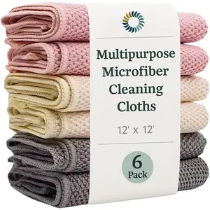 Cross-border Microfiber Corn Kernel Dishcloth Coffee Bean Cleaning Cloth Household Kitchen Water Absorbing Oil Absorbing Towel/4 Pcs Value Pack