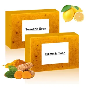 2PCS Lemon Turmeric KojicAcid SoapLemon Kojic Acid Soap BarTurmeric Soap BarKojic Acid SoapDark Spot Remover for Face Facial Skincare Radiant Comfort