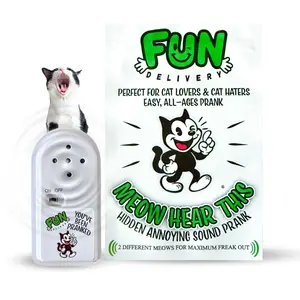 Meow Hear This Cat Hidden Sound Device – Realistic Meowing Prank for Office, Home & April Fools | White Elephant & Gag Gift | Small Slim No-Damage Prank for Coworkers, Friends & Family | FUN Delivery