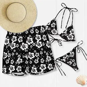 KEEGAN CONVERT Matching Tropical Rose Swimwear Set His & Hers Vacation Bathing Suits Hawaii Style Bikini and Shorts Set for Couples - Clothes, Womenswear Bridal