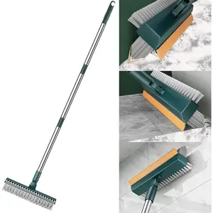 3 In 1 Floor Brush Set for Bathroom Cleaning, Long Handle Hard Bristle Scrubbing Brush, Gap Cleaner & Water Removal Tool, Multipurpose Cleaning Tool, Cleaning Supplies, Household Cleaning Tool