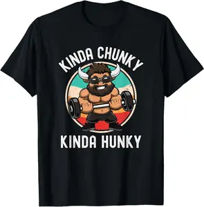 Kinda Chunky Kinda Hunky Weight Lifting Buffalo Funny Gym T-Shirt