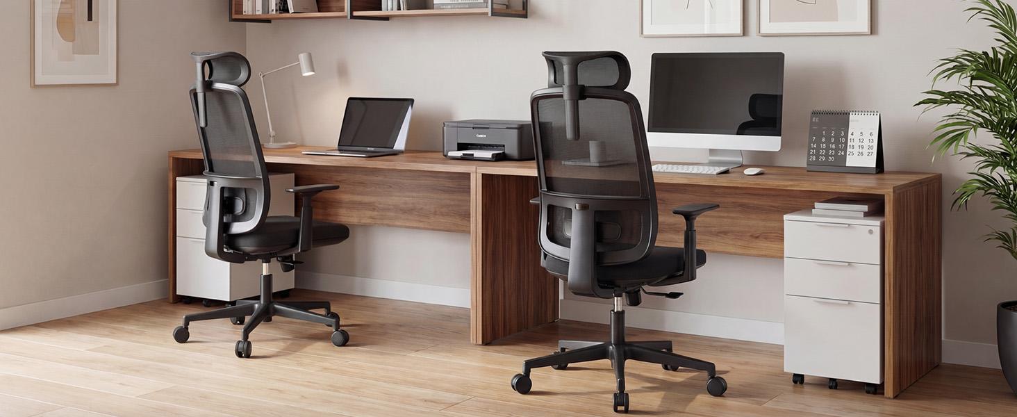 ErgoSift M1 Ergonomic Mesh Office Chair - Black Mesh, PU Leather, Plastic & Stainless Steel Parts, Adjustable Headrest, 3D Armrests, Lumbar Support, Seat Slide, 330 lb Capacity, Good Posture, Durable, Assembly Required, Home Office Use
