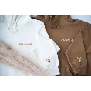 [CUSTOM IN DESCRIPTION] Embroidered Roman Numeral Hoodie, Personalized Couples Gifts, Anniversary Gifts, Valentine's Day Gifts, Valentine's Day Gifts Couples